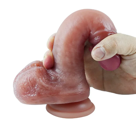 Большой фаллоимитатор с мошонкой на присоске OYO - Dildo Double Layer Silicone YQW-023 (длина 20 см, диаметр 3.6 см) Sex Aura | Зображення 4