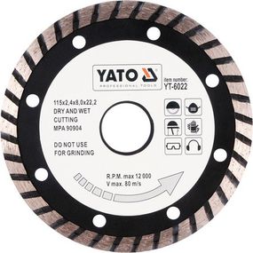 Диск алмазний турбо TURBO Ø-115x8,0x22,2мм H-2,4мм YATO YT-6022