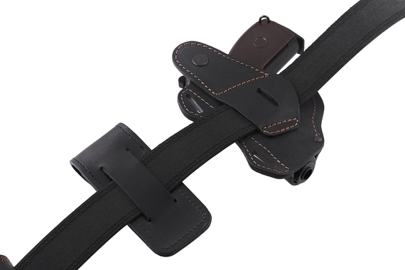 Кобура двостороння Форт-12 формована з кліпсою з чохлом під магазин (шкіра, чорна) MAS | Зображення 4