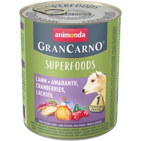 Вологий корм для дорослих собак Animonda GranCarno Superfoods ягня та амарант журавлина олія з лосося 800 г (4017721824415)