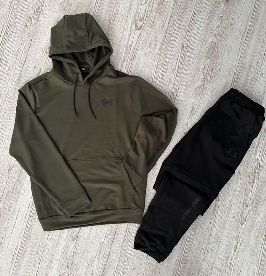 Комплект 3 в 1 Демісезонний спортивний костюм Under Armour худі хакі + чорні штани (двонитка) + Футболка чорна Under Armour | Зображення 3