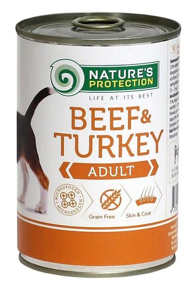 Корм Nature's Protection Adult Beef & Turkey вологий з яловичиною та індичкою для дорослих собак всіх порід 400 гр