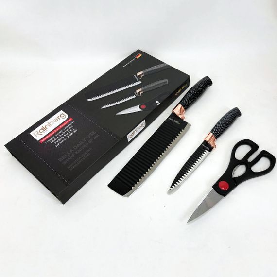 Набір кухонний ножів Rainberg RB-8803 3 в 1 з нержавіючої сталі з керамічним покриттям | Зображення 4