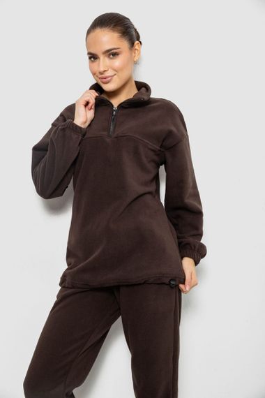 Спортивний костюм жіночий на флісі, колір шоколадний, 241R2007 | Зображення 2