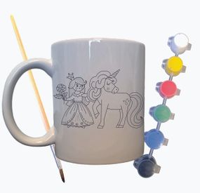 Набір для творчості кружка розмальовка "Принцеса і Єдиноріг" 330 мл біла