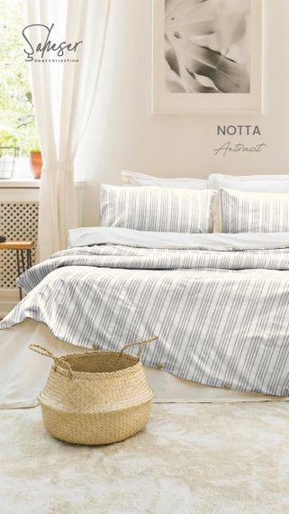 Постельное белье Saheser Stonewashed Ranforce 200 х 220 см Notta Antrasit