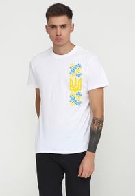 Футболка чоловіча біла з принтом "Вишиванка з тризубом", 3XL