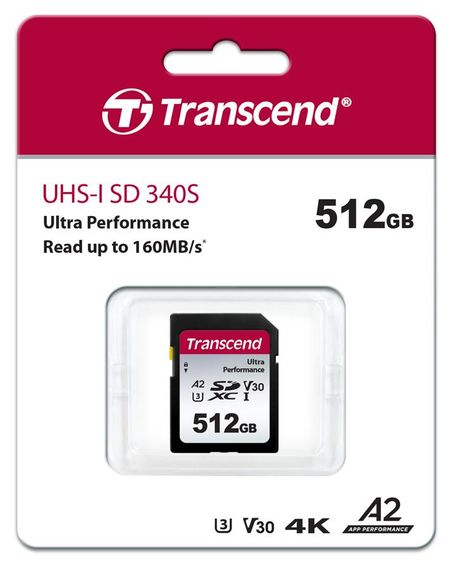 Карта пам'яті Transcend SD 512GB C10 UHS-I U3 A2 R160/W90MB/s 4K (TS512GSDC340S)