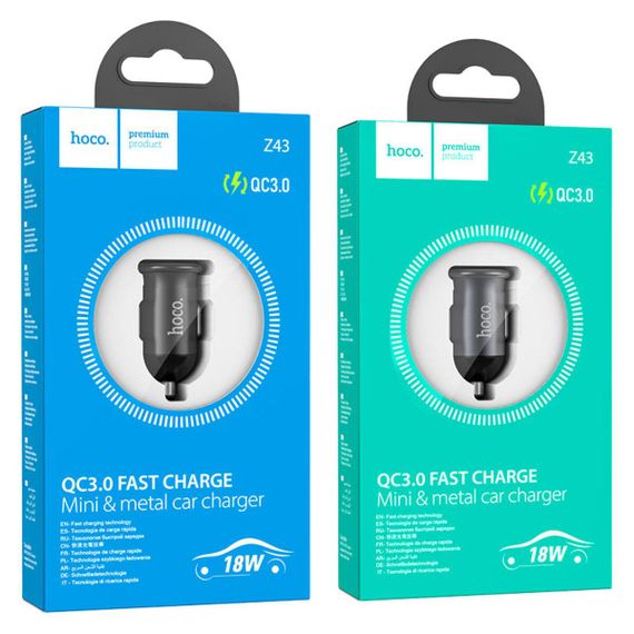 Автомобільний зарядний пристрій HOCO Z43 Mighty single port QC3.0 car charger Black | Зображення 3