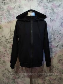 Худі чоловічий чорний  осінній весняний толстовка світшот анорак футер двонитка 48
