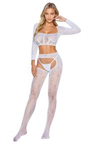 Бодістокінг - Bodystocking 2078, white - One Size Sex Aura