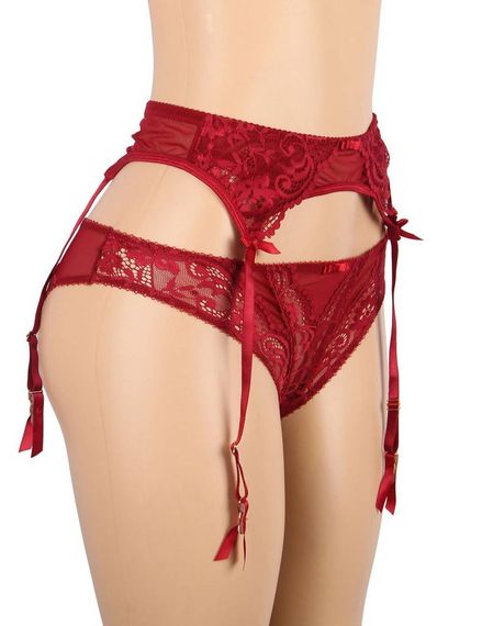 Трусики Star Night з поясом для панчіх мереживні, червоний sexstyle | Зображення 4
