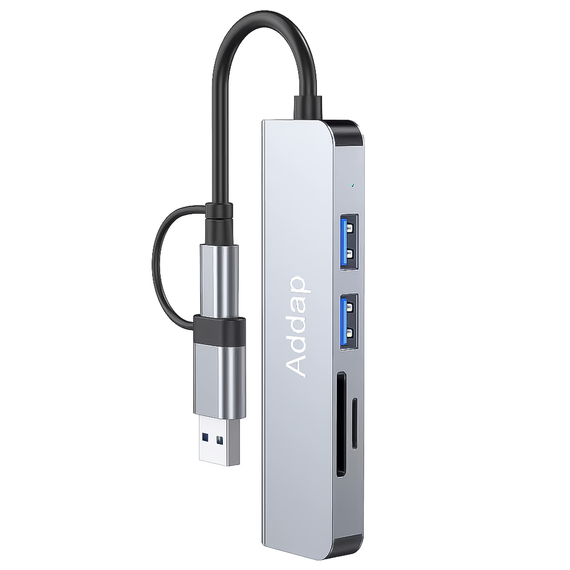 Мультифункціональний USB type-C хаб - розгалужувач для ноутбука Addap MH-14D | Адаптер 5в1: USB 3.0 / USB 2.0 / SD / MicroSD | Зображення 4
