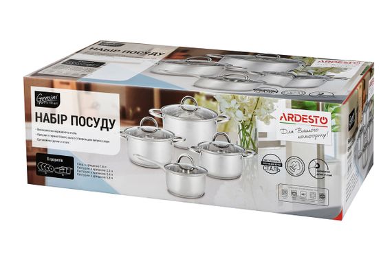 Набор посуды Ardesto Gemini Gourmet Andria, 8 пред.,  нержавеющая сталь (AR1908PS) | Зображення 5