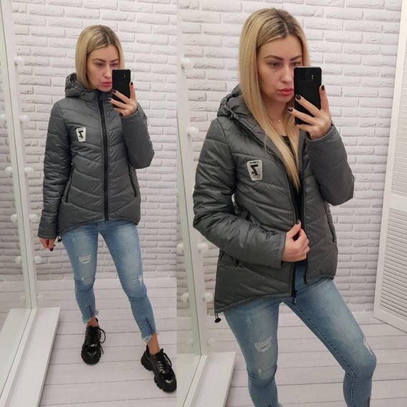 Жіноча демісезонна куртка з емблемою, арт.210/7, темно-сірий | Зображення 7