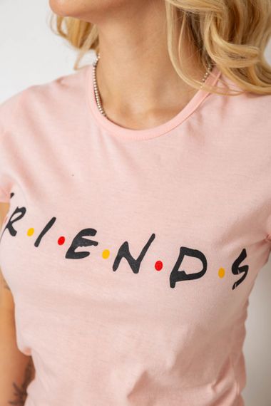 Пижама женская с принтом  -уценка, цвет персиковый, 243R3252-U-1 | Зображення 4