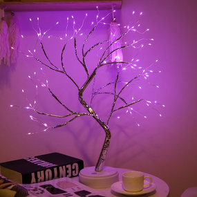 Настільний SV DIY Світильник LED на 108 намистин заввишки 50 см, Дерево Бонсай на батареях/від мережі 2в1 Фіолетове світло (101188-2)