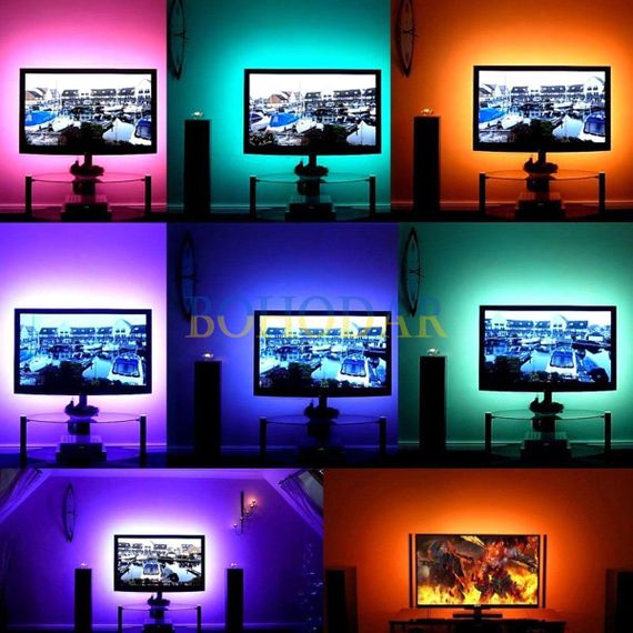 Комплект світлодіодна USB стрічка лента LEDSTRIP LED 5050 2 метри RGB SMD різнокольорова +Контролер +Пульт Польща! | Зображення 5
