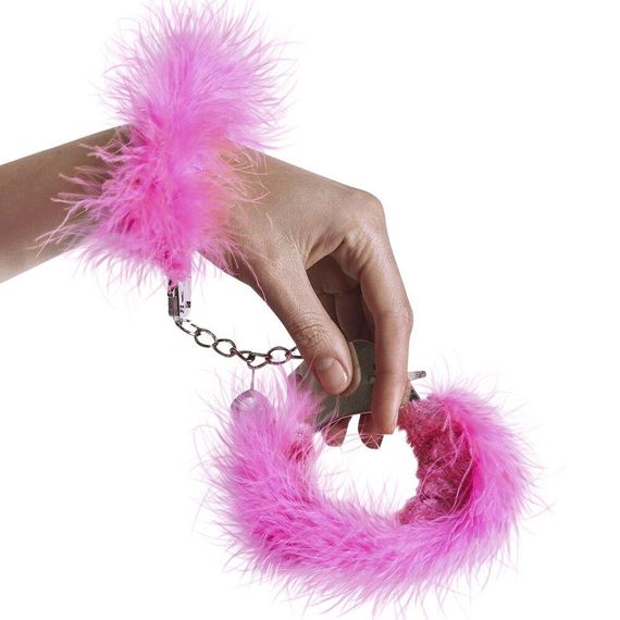 Наручники металеві Adrien Lastic Handcuffs Pink з рожевим пухнастим оздобленням Sex Aura | Зображення 2