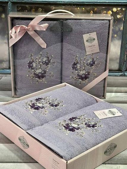 Полотенца подарочные Moz cicek 07 набор 2шт