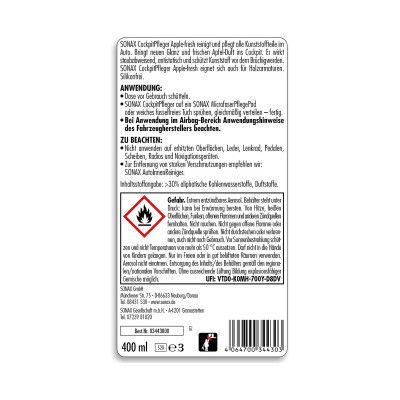 Автополироль Sonax Cockpitpfleger - apple-fresh 400 мл (344300) | Зображення 1