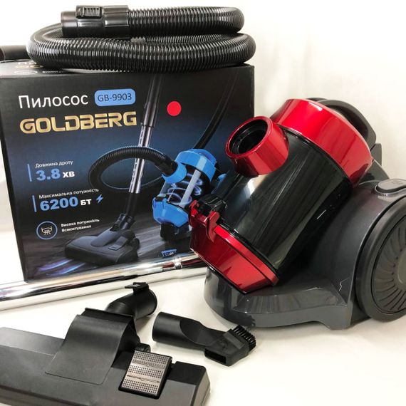 Пилосос вакуумний з контейнером для збирання пилу на 3 л GOLDBERG GB-9903 6200 Вт Потужний. Колір: червоний | Зображення 9