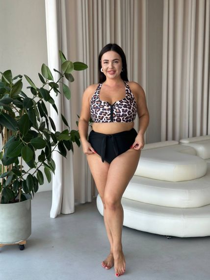 Роздільний леопардовий купальник PLUS SIZE з високими плавками та утяжкою | Зображення 5