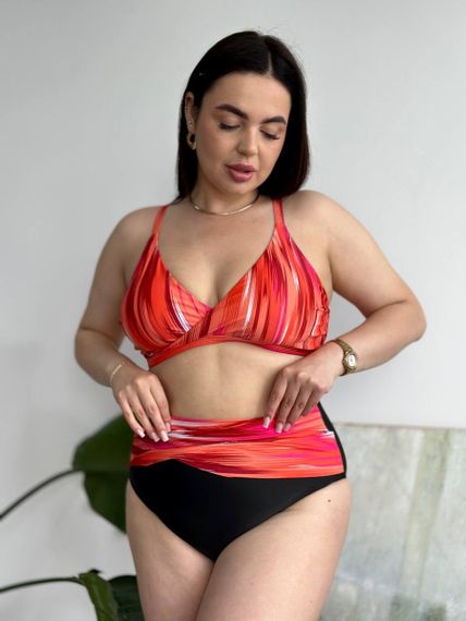 Роздільний помаранчевий купальник PLUS SIZE  з високими трусиками та утяжкою | Зображення 6
