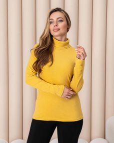 Женская теплая водолазка-гольф полушерсть на термо флисе цвет желтый размер 42/44 DM09.09
