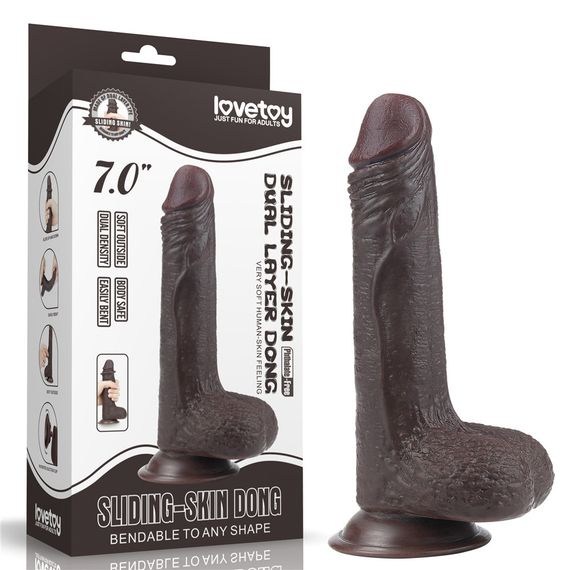 Фаллоимитатор - Sliding-Skin Dual Layer Dong 7" Black sexstyle | Зображення 1