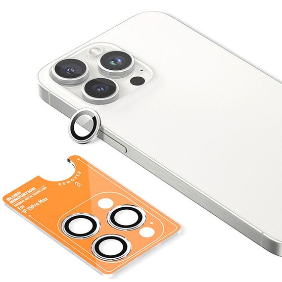 Захисне скло BlueO Metal на камеру для Apple iPhone 16 Pro / 16 Pro Max / 15 Pro / 15 Pro Max Срібний / Silver | Зображення 1