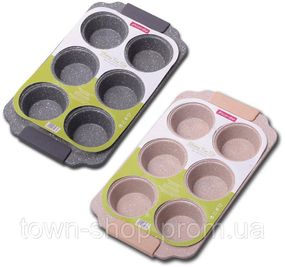 Форма для выпечки кексов Kamille Marble 30х18см, 6 ячеек