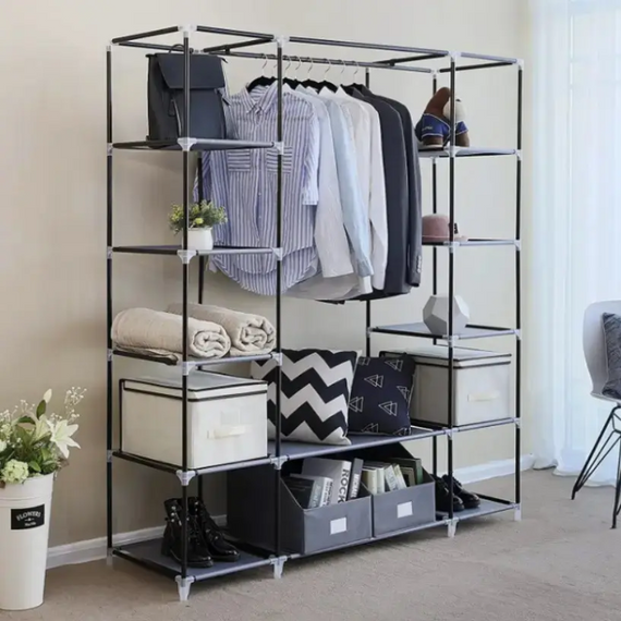 Шафа тканинна складана Storage Wardrobe, містка шафа-органайзер для речей на 3 секції | Зображення 8