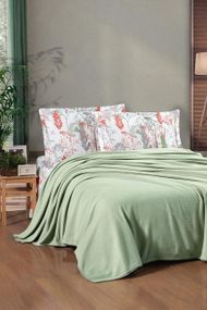 Комплект постільної білизни з пледом Kristal Ranforse 200×230 см Breeze Haki