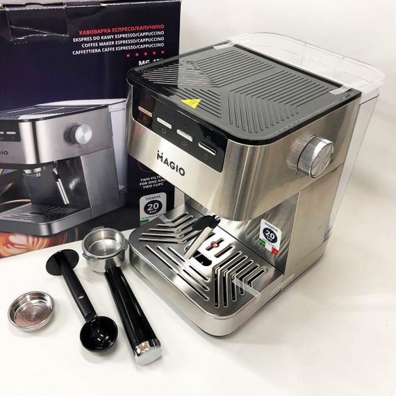 Кавоварка рожкова MAGIO MG-453 960 Вт, кавоварка з можливістю приготування еспресо, кавоварка латте