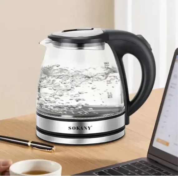Стеклянный электрочайник 1500Вт Sokany SK-SH-1059, чайник с подсветкой на 1.2 л. | Зображення 1