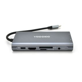 Хаб-конвертор VEGGIEG TC10-U Type-C Type-C + USB3.0x3 + HDMI + VGA + SD/TF +