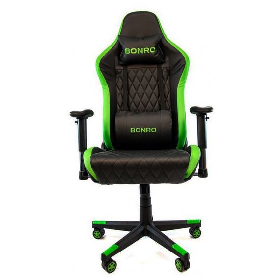 Кресло геймерское игровое компьютерное Bonro 1018 зеленое 40700006 | Зображення 1