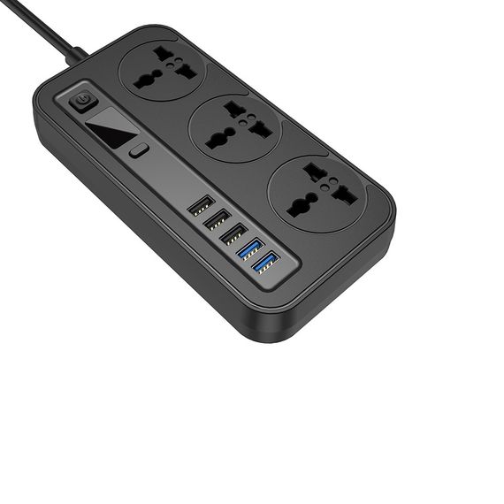Мережевий фільтр-подовжувач Aspor A503 Auto Max (5USB/3.4A/2м) — чорний | Зображення 1