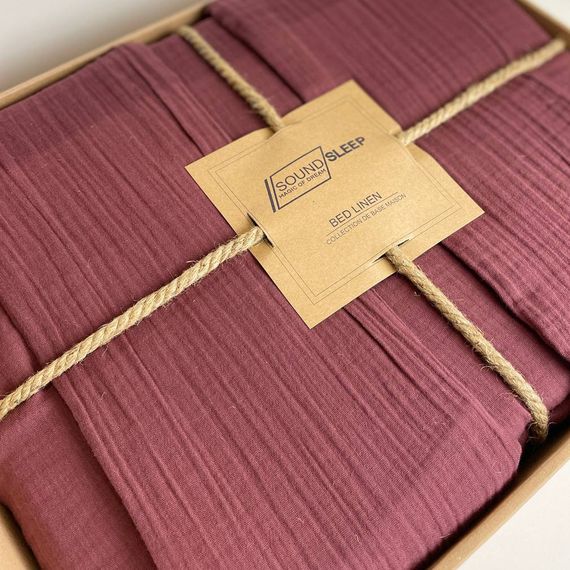 Комплект постільної білизни SoundSleep Muslin Burgundy євро (2251736450012) | Зображення 2