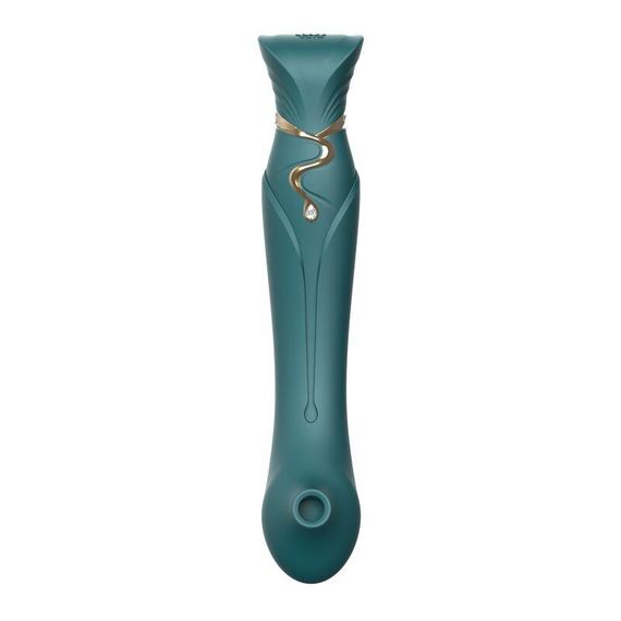Смартвибратор 3в1 Zalo — Queen Jewel Green, пульсирующая жемчужина и вакуум, кристалл Swarovski Sex Aura | Зображення 7