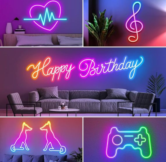 Гибкая светодиодная неоновая лента RGB 15 м с синхронизацией музыки (12-24 V), пульт | Зображення 1