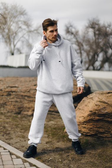 Костюм теплий чоловічий oversize сірий | Зображення 1