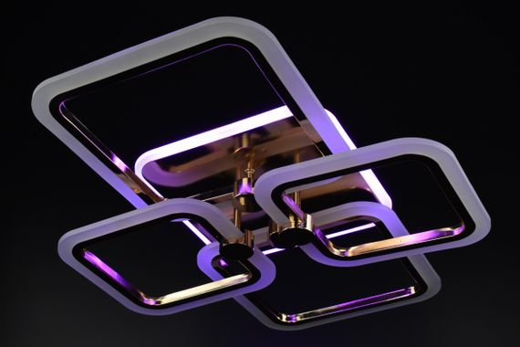 Люстра світлодіодна стельова LED світильник для квартири на стелю лед з пультом 26945 Золото 11х48х60 см. | Зображення 7