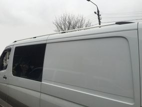 Рейлінги DD (алюміній) 340 см, Хром, Пластикова ніжка для Volkswagen Crafter 2006-2017рр