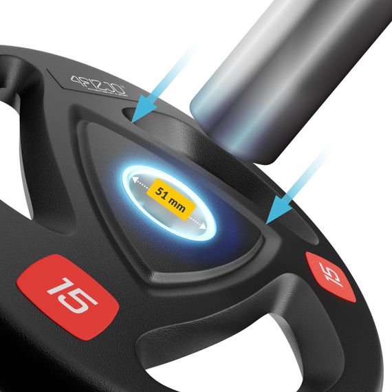 Диск олімпійський 4FIZJO 2 x 15 кг 51 мм металевий, прогумований Black (P-5905973401272) | Зображення 6