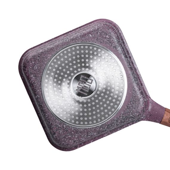 Сковорода-гриль алюмінієва, квадратна, 2,5 літри, з антипригарним покриттям, 24 см, MGC Purple HP-4-443M | Зображення 2