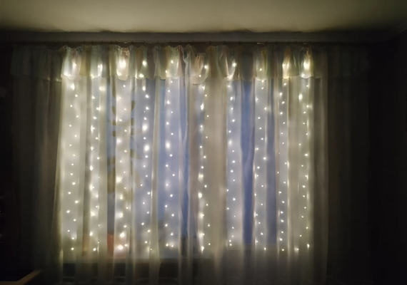 Гірлянда штора 3x2 метри, 200LED, "світлодіодні краплі" від USB, теплий білий колір, 8 режимів + пульт