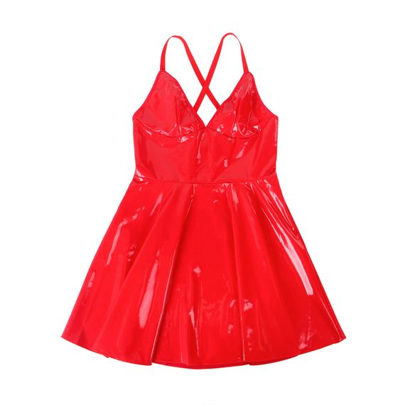 Сукня з чокером, глянсова Star Night Wet Look з імітацією вінілу, червона, M Sex Aura | Зображення 2