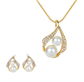 Комплект серьги с подвеской Primolux "Pearls" - Gold